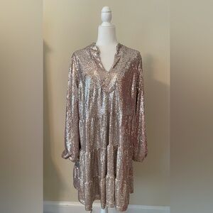 Sparkling Pink Party Swing Dress! Cocktail Core! Comfortable with flats/heels💕